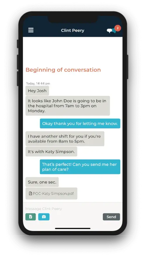 Messaging employees securely from the mobile app